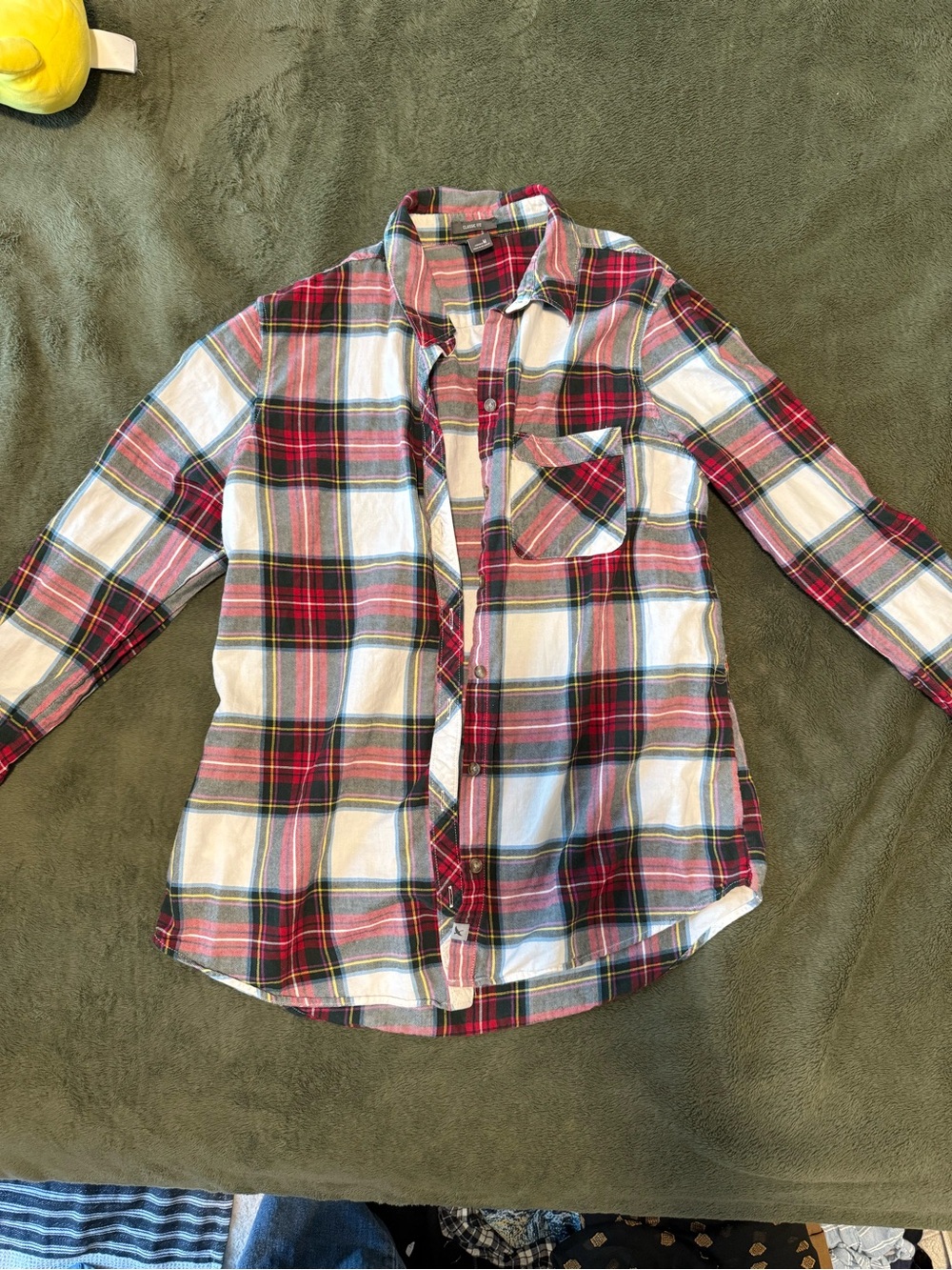 Plaid Button-Up Shirt - Red & White